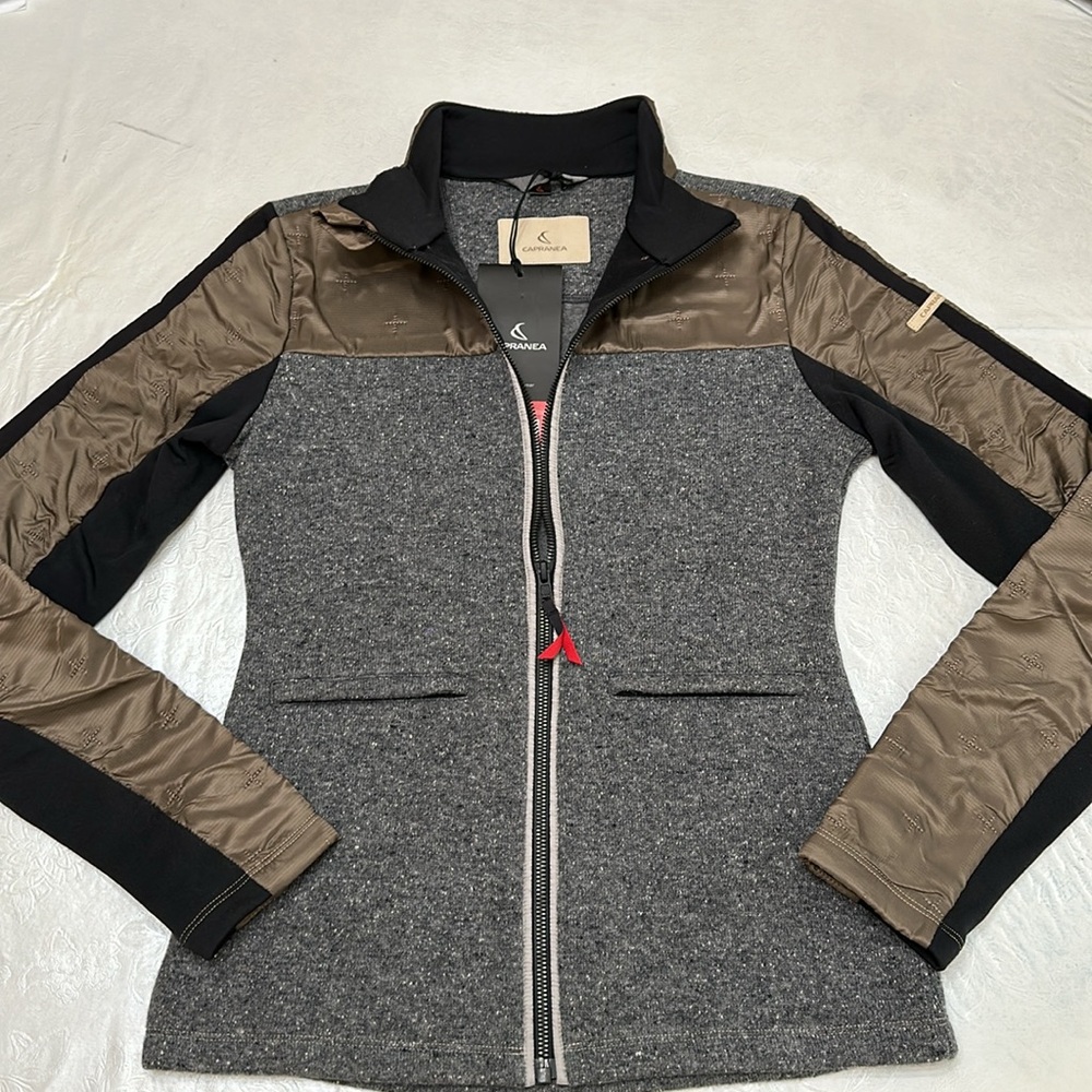 Capranea ZIP FRONT SWEATER Taupe/Gray